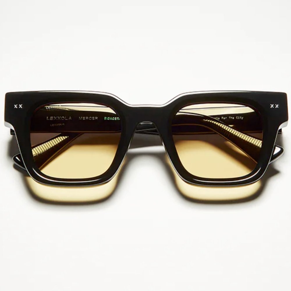 Lexxola Mercer Black Amber Sunglasses NEW
